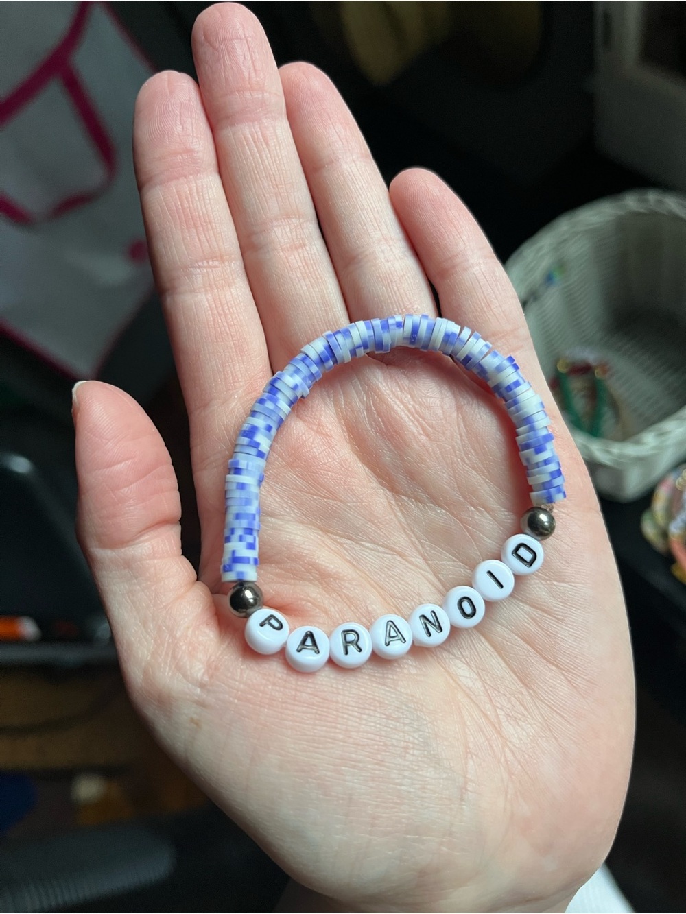 (1) Paranoid- Post Malone Hand Crafted Beaded Letter Stackable Bracelets